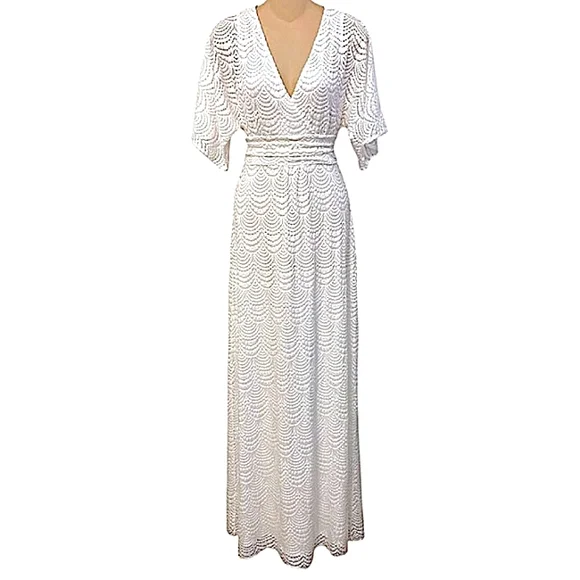 Lilly Pulitzer Parigi Lace Maxi Dress in Resort White Scalloped Shell Lace  - coffeafoods.com